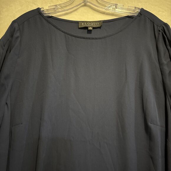 Eloquii Women's Navy Blue Blouse Flowy Tie Short Sleeve Size 18 Tunic NWT - Picture 4 of 11